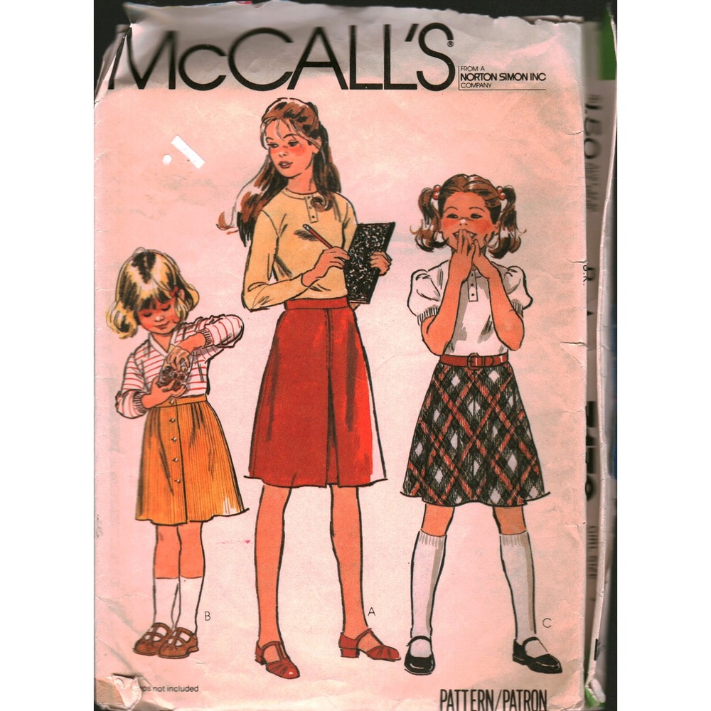 Vintage McCalls 7170 Girls Skirt Sewing Pattern A-Line Flared Bias Size 7 CUT